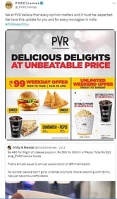 Image courtesy: PVR Cinemas/Twitter Image courtesy: PVR Cinemas/Twitter
