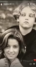 Sharing an image of Benjamin Keough with his arms wrapped around Lisa Marie Presley, Riley Keough wrote, “Missing you both” (rileykeough/Instagram) Sharing an image of Benjamin Keough with his arms wrapped around Lisa Marie Presley, Riley Keough wrote, “Missing you both” (rileykeough/Instagram)