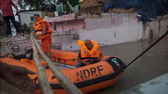 The Yamuna breached a 45-year-old landmark to touch a record high of 208.08 metres at 11pm on Wednesday. (REUTERS)