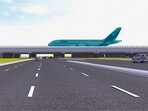 The dual elevated Eastern Cross Taxiways and the fourth runway at the Delhi airport. The dual elevated Eastern Cross Taxiways and the fourth runway at the Delhi airport.