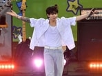Jungkook at Good Morning America's Summer Concert Series. Jungkook at Good Morning America's Summer Concert Series.