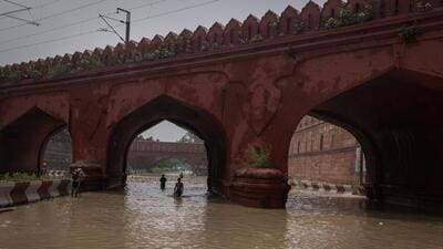 A flooded Red Fort area on Thursday. (Reuters) A flooded Red Fort area on Thursday. (Reuters)