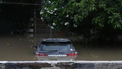 A view of the flooded Ring Road near Chandgiram Akhara on Friday. (Raj K Raj/HT PHOTO) A view of the flooded Ring Road near Chandgiram Akhara on Friday. (Raj K Raj/HT PHOTO)