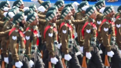 PM Modi saluted the Indian contingent as it passed the dais where Macron, he and other dignitaries were seated. PM Modi saluted the Indian contingent as it passed the dais where Macron, he and other dignitaries were seated.