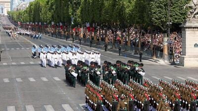 Bastille Day military parade on the Champs-Élysées in Paris. (Twitter/@PIB_India)
