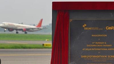Civil aviation minister Jyotiraditya Scindia inaugurated the fourth runway at Delhi airport on Friday (Twitter: HT Photo) Civil aviation minister Jyotiraditya Scindia inaugurated the fourth runway at Delhi airport on Friday (Twitter: HT Photo)