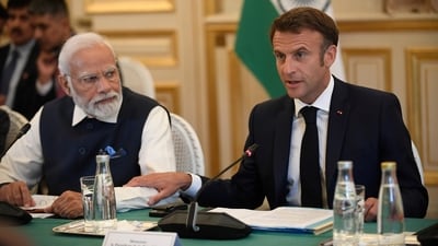 India's Prime Minister Narendra Modi and French President Emmanuel Macron (AP) India's Prime Minister Narendra Modi and French President Emmanuel Macron (AP)