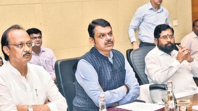 Maharashtra deputy chief ministers Ajit Pawar and Devendra Fadnavis with chief minister Eknath Shinde. (File photo) Maharashtra deputy chief ministers Ajit Pawar and Devendra Fadnavis with chief minister Eknath Shinde. (File photo)