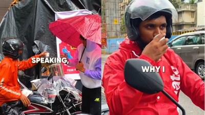 Man creates a relax station for delivery agents amid heavy rains. (Instagram/@Siddhesh Lokare) Man creates a relax station for delivery agents amid heavy rains. (Instagram/@Siddhesh Lokare)