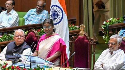 Murmu is on a three-day visit to Rajasthan and Madhya Pradesh from July 13 to 15. (PTI photo) Murmu is on a three-day visit to Rajasthan and Madhya Pradesh from July 13 to 15. (PTI photo)