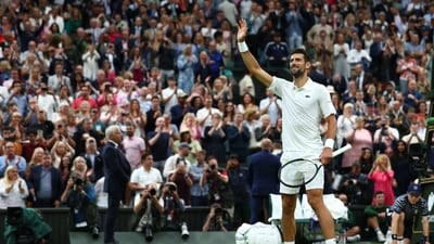 Serbia's Novak Djokovic celebrates winning his semi final match against Italy's Jannik Sinner (REUTERS)
