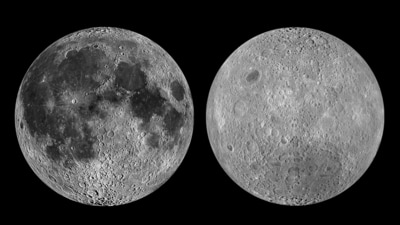 Images of the far side of the moon show a vastly different landscape - pitted with craters (above right). (NASA / Goddard Space Flight Center / Arizona State University) Images of the far side of the moon show a vastly different landscape - pitted with craters (above right). (NASA / Goddard Space Flight Center / Arizona State University)