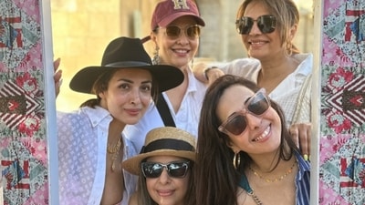 Malaika Arora is having a blast with her friends in Baku. She shared this group picture from their visit to Palace of the Shirvanshahs in Baku and captioned it, “Framed Forever”. She looks pretty in a beige spaghetti top, white shirt and a black hat. Malaika Arora is having a blast with her friends in Baku. She shared this group picture from their visit to Palace of the Shirvanshahs in Baku and captioned it, “Framed Forever”. She looks pretty in a beige spaghetti top, white shirt and a black hat. 