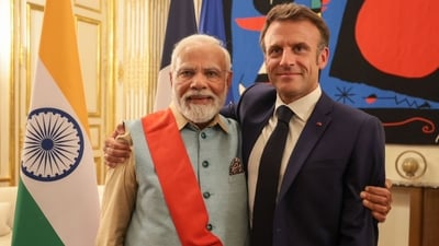 Prime Minister Narendra Modi and French President Emmanuel Macron. Prime Minister Narendra Modi and French President Emmanuel Macron.