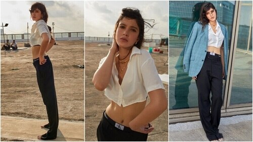 Shanaya Kapoor drops pictures of herself in a monochrome outfit. (Instagram) Shanaya Kapoor drops pictures of herself in a monochrome outfit. (Instagram)