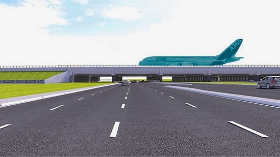 The dual elevated Eastern Cross Taxiways and the fourth runway at the Delhi airport. (PTI)