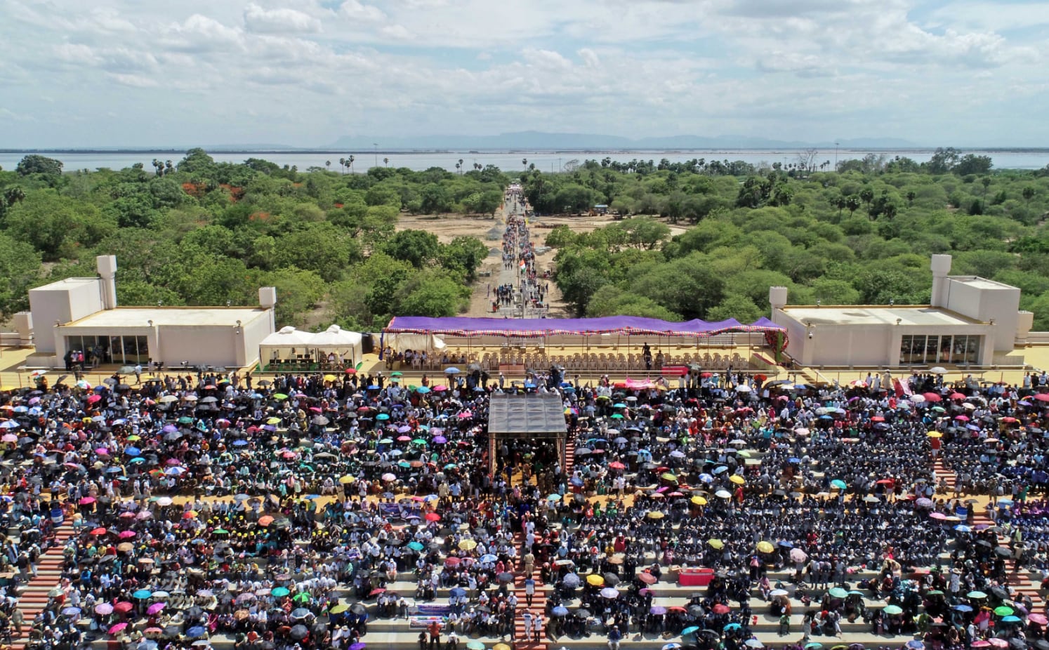 People gathered at Satish Dhawan Space Centre in Sriharikota to witness Chandryaan-3 historic launch (ISRO)