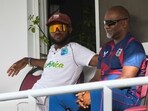 Kraigg Brathwaite (L) and coach Andre Coley (R) of West Indies Kraigg Brathwaite (L) and coach Andre Coley (R) of West Indies