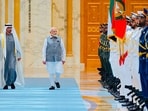 Modi was accorded a ceremonial welcome at the Qasr-Al-Watan – the presidential palace - where he was greeted by the UAE President with a warm embrace.