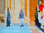Modi was accorded a ceremonial welcome at the Qasr-Al-Watan – the presidential palace - where he was greeted by the UAE President with a warm embrace. Modi was accorded a ceremonial welcome at the Qasr-Al-Watan – the presidential palace - where he was greeted by the UAE President with a warm embrace.