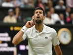 Serbia's Novak Djokovic reacts during his semi final match against Italy's Jannik Sinner 