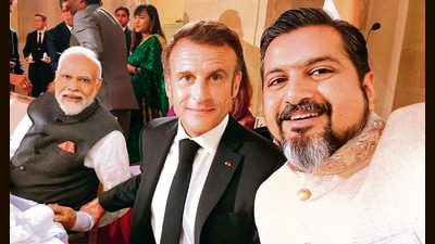 (L-R) Prime Minister Narendra Modi, President Emmanuel Macron and Ricky Kej (Photo: Instagram/rickykej)