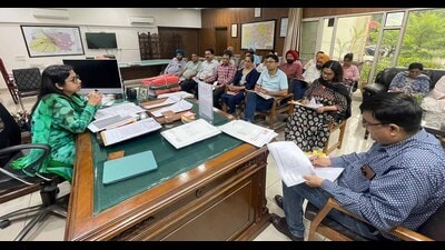 Deputy commissioner Surabhi Malik addressing a meeting with health department officials in Ludhiana on Saturday. (HT Photo)