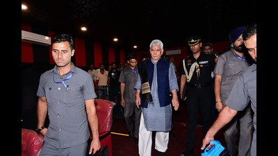 Jammu and Kashmir lieutenant governor Manoj Sinha inaugurated multipurpose cinema halls in Baramulla, Handwara. (PTI)