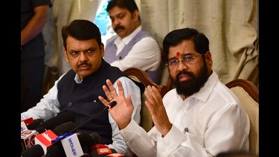 On Saturday, chief minister Eknath Shinde (R) and his two deputies Devendra Fadnavis and Ajit Pawar attended the event in Nashik. (HT PHOTO) On Saturday, chief minister Eknath Shinde (R) and his two deputies Devendra Fadnavis and Ajit Pawar attended the event in Nashik. (HT PHOTO)