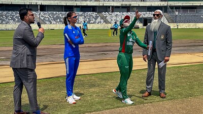 Indian captain Harmanpreet Kaur and Bangladeshi captain Nigar Sultana at the toss before the start of the T20 cricket match (PTI) Indian captain Harmanpreet Kaur and Bangladeshi captain Nigar Sultana at the toss before the start of the T20 cricket match (PTI)