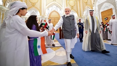 Prime Minister Narendra Modi and UAE President Sheikh Mohamed bin Zayed Al Nahyan on Saturday. (ANI) Prime Minister Narendra Modi and UAE President Sheikh Mohamed bin Zayed Al Nahyan on Saturday. (ANI)