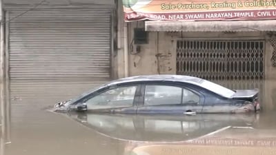 Delhi floods: Car immersed in water on on Bela Road in Delhi's Civil Lines.