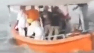 The occupants of the boat successfully stabilised it, preventing it from capsizing. Mann was among the people on the boat at the time. (Hindustan Times) The occupants of the boat successfully stabilised it, preventing it from capsizing. Mann was among the people on the boat at the time. (Hindustan Times)