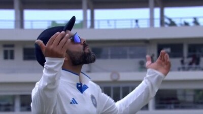 Virat Kohli breaks into dance moves ahead of West Indies' second innings (Twitter) Virat Kohli breaks into dance moves ahead of West Indies' second innings (Twitter)