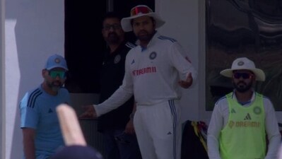 Rohit Sharma gesturing towards Ishan Kishan before declaring the innings a ball later (Twitter) Rohit Sharma gesturing towards Ishan Kishan before declaring the innings a ball later (Twitter)
