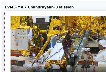 The rear wheel of the rover seen with ISRO logo embossed on it. (ISRO) The rear wheel of the rover seen with ISRO logo embossed on it. (ISRO)