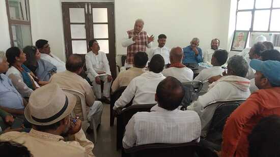 Bihar minister and JD (U)’s Uttar Pradesh in-charge Shravan Kumar addressing a party meeting in Lucknow on July 15. (Sourced)