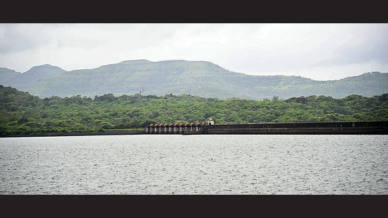 Water level Khadakwasla dam on Saturday, July 15. (Kalpesh Nukte/HT PHOTO)