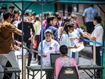As far as gender-wise breakup is concerned, 73.83% of female candidates appeared for the test while 74.91% of male candidates took it, the data showed. (Raj K Raj/HT)