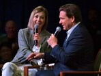 Florida Gov. Ron DeSantis speaks at an event with Iowa Gov. Kim Reynolds on Friday, March 10, 2023, in Davenport, Iowa. Florida Gov. Ron DeSantis speaks at an event with Iowa Gov. Kim Reynolds on Friday, March 10, 2023, in Davenport, Iowa.