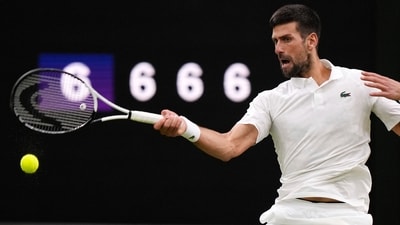 Serbia's Novak Djokovic in action against Italy's Jannik Sinner (AP)