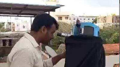 Bharath used locally available materials to construct the telescope at an estimated cost of  ₹20,000. (HT Photo)
