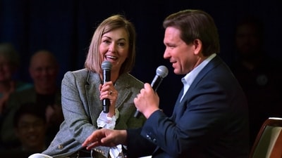Florida Gov. Ron DeSantis speaks at an event with Iowa Gov. Kim Reynolds on Friday, March 10, 2023, in Davenport, Iowa. (AP) Florida Gov. Ron DeSantis speaks at an event with Iowa Gov. Kim Reynolds on Friday, March 10, 2023, in Davenport, Iowa. (AP)