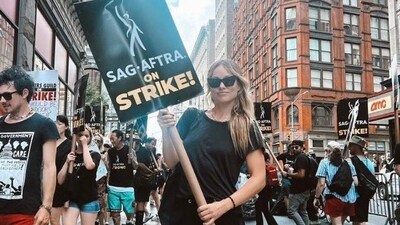 Olivia Wilde on strike. Together, the two guilds have ground the entertainment industry to a halt. On both coasts, though, there was a buoyant mood in the air as picket lines were reinvigorated by the support of some of the 65,000 actors who comprise SAG-AFTRA (98% of members voted to approve a strike back in June). 