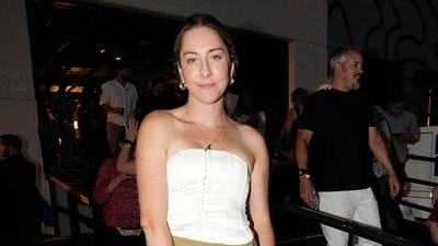 Musician Este Haim poses while attending a fundraiser Saturday, July 15, 2023, in Los Angeles, after a group of writer-directors teamed up with the Motion Picture Television Fund to raise money for International Alliance of Theatrical Stage Employees (IATSE) members, Teamsters and other entertainment industry workers who are taking a financial hit by the strikes. (AP Photo/Mark J. Terrill) (AP)