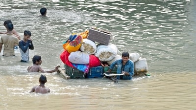 A view of Yamuna Khadar, after the flood water receded and situation improves near Mayur Vihar Phase-I, in New Delhi, India, on Sunday, July 16. (Photo by Sanjeev Verma/ Hindustan Times) A view of Yamuna Khadar, after the flood water receded and situation improves near Mayur Vihar Phase-I, in New Delhi, India, on Sunday, July 16. (Photo by Sanjeev Verma/ Hindustan Times)