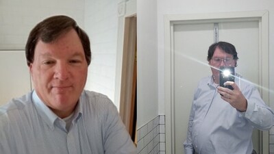 Rex A. Heuermann, an architect in his late 50s who lived a 20-minute drive from Gilgo Beach in Massapequa Park, appears in what investigators decribe as "selfie" photographs taken from the fictitious Springfieldman9 AOL account, as part of a bail application by the Suffolk County District Attorney's office July 14, 2023. (via REUTERS)