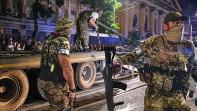 The Belarusian defence ministry released a video on Friday, showing what it said were Wagner fighters instructing Belarusian soldiers at a military range near the town of Osipovichi. (AP)