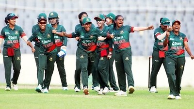Bangladesh women's cricket team celebrate after defeating India (Twitter/BCBtigers) Bangladesh women's cricket team celebrate after defeating India (Twitter/BCBtigers)