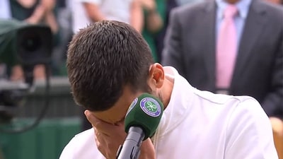 Serbia's Novak Djokovic cries after losing to Spain's Carlos Alcaraz in the men's singles final on day fourteen of the Wimbledon tennis championships Serbia's Novak Djokovic cries after losing to Spain's Carlos Alcaraz in the men's singles final on day fourteen of the Wimbledon tennis championships